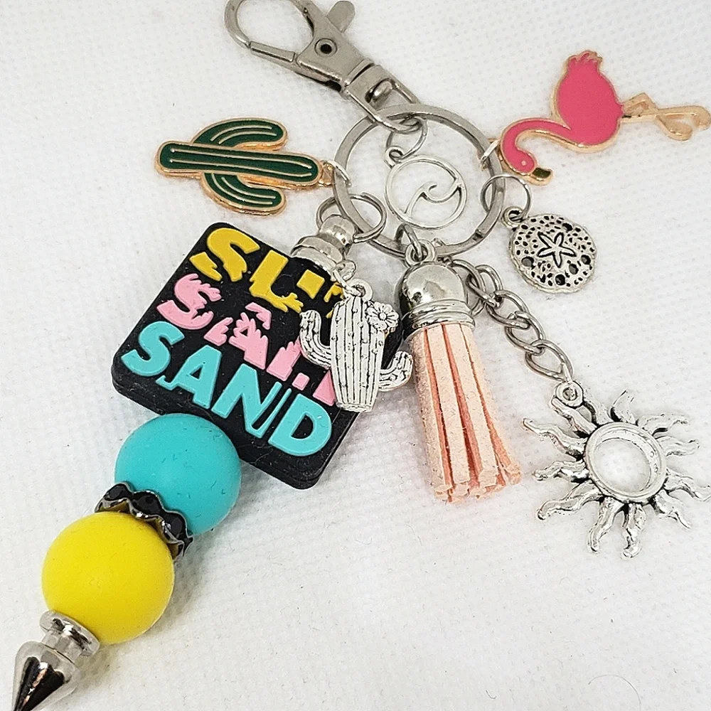 Handmade Sun Salt Sand Silicone Beaded Keychain